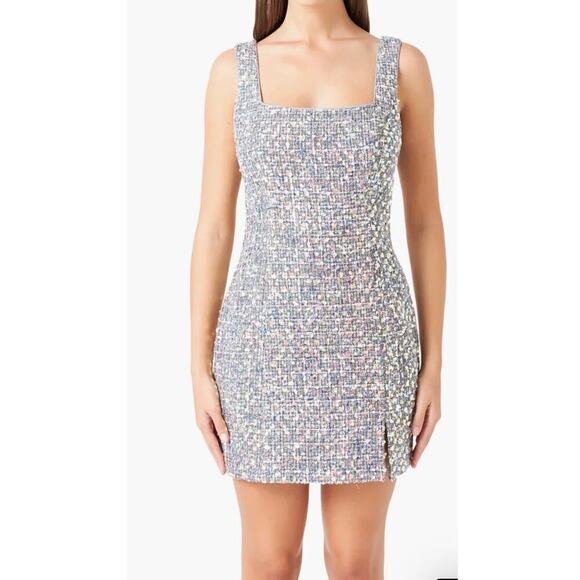 Anthropologie Endless Rose Woman Sequin Tweed Sleeveless Minidress, Size… - Picture 4 of 12